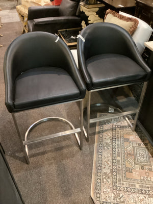 Modern Vinyl Pair Counter Black Barstool/Bar Stool