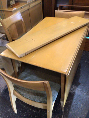 Heywood Wakefield Drop Leaf 4 Chairs Blonde Table & Chairs