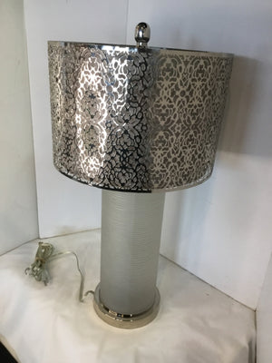 Silver Glass/Metal Cut Out Lamp