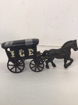 Vintage Black Iron Horse Buggy Figurine