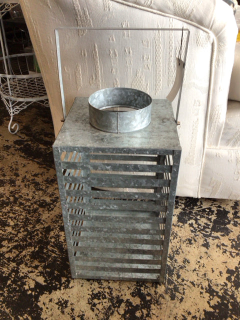 Outdoor/Outside Gray Galvanized Steel Louvered Lantern