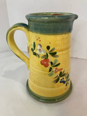 French Yellow/Green Ceramic Floral Pitcher
