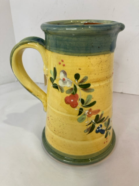 French Yellow/Green Ceramic Floral Pitcher