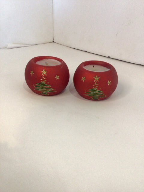 Christmas Red Glass Ornaments Candle Holiday Item