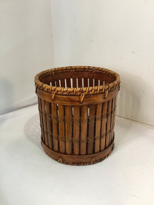 Vintage Bamboo Bucket Basket