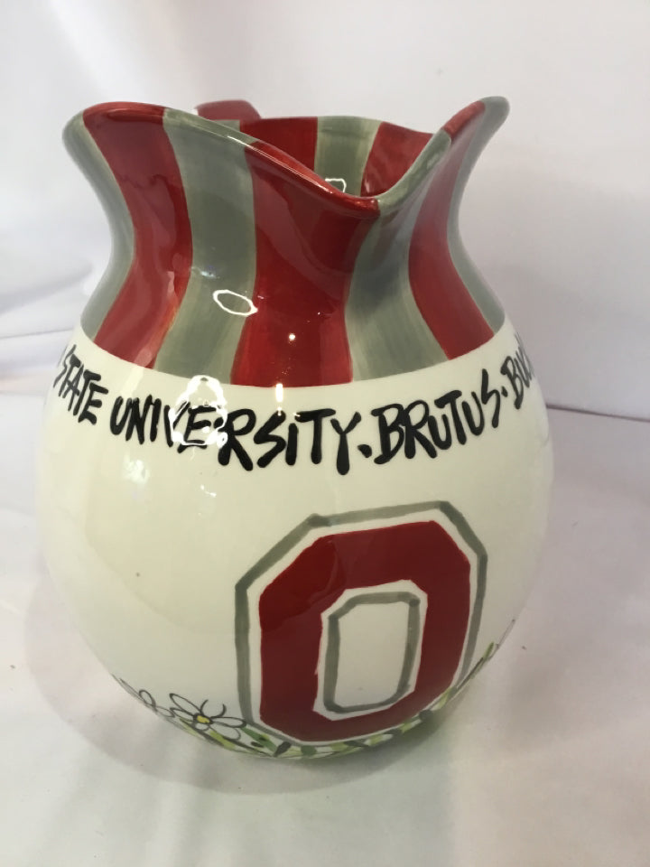 OSU Cream/Red Ceramic Pitcher