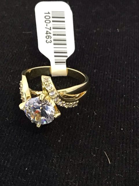 Gold Round Cubic Zirconia Ring