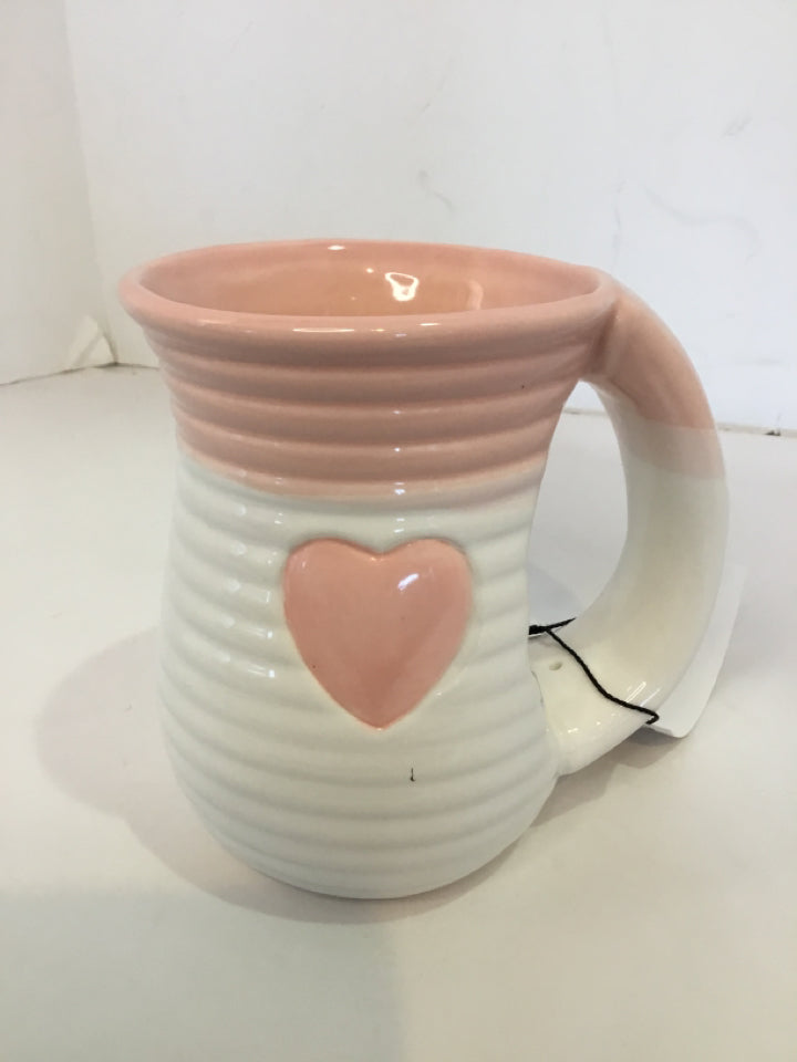 Pink/White Ceramic Heart Mug
