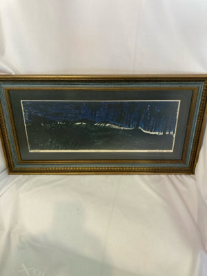 Signed Black/Blue Framed Art