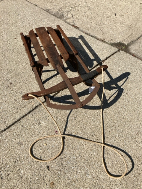 Vintage Brown Wood/Metal Sled Holiday Item