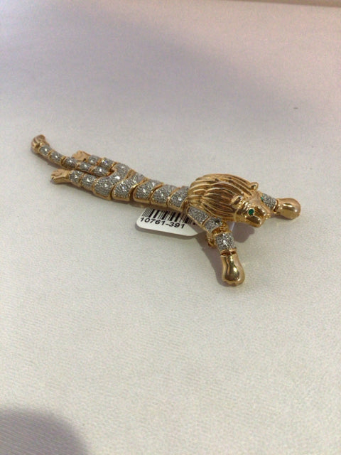 Gold Leopard Rhinestone Pin