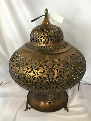 Morrocan Hanging Brass Cut Out Urn