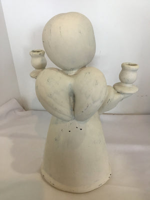 Candle Holder White Ceramic Angel Holiday Item