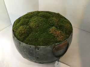 Centerpiece Gray/Green Galvanized Steel Mossy Bowl
