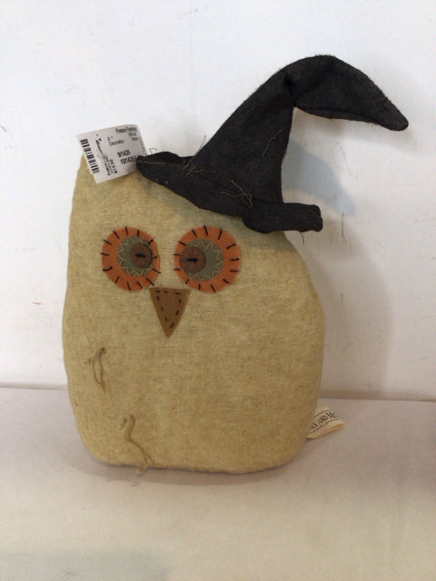 Halloween Tan/Black Fabric Owl Decoration