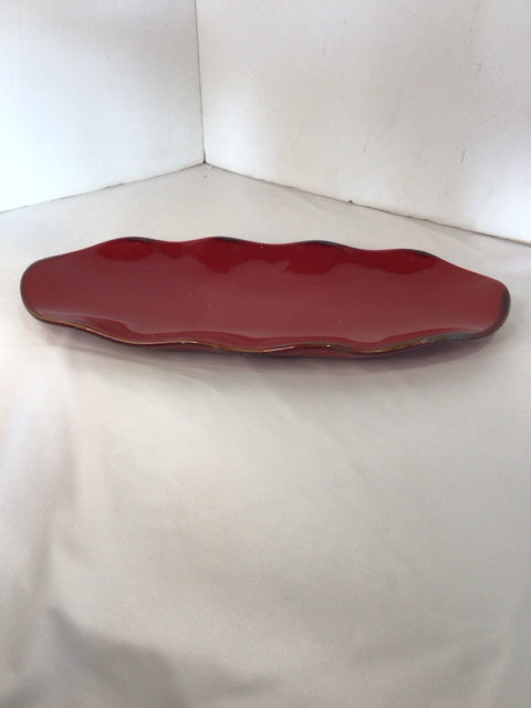 Southern Living Wavy Red Ceramic Tray