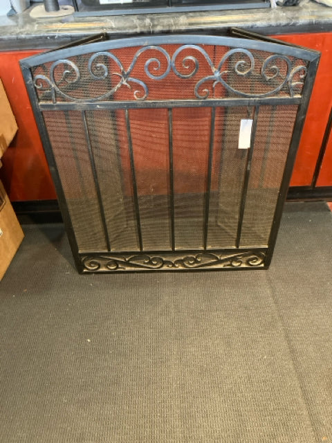 Black Metal Fireplace Screen