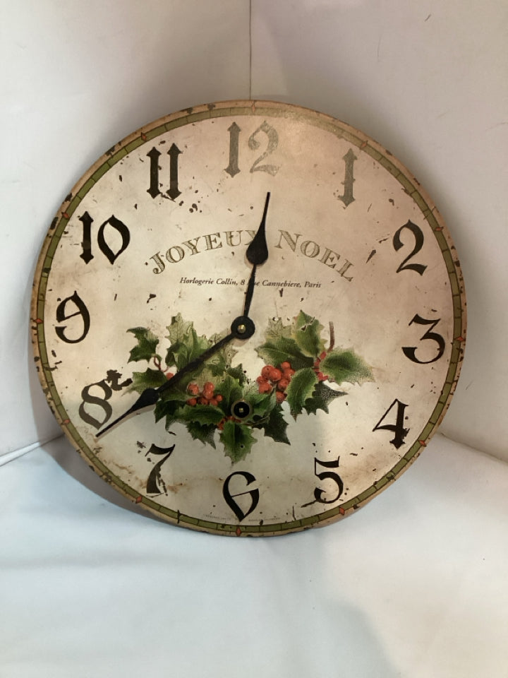 Clock White/Multi Christmas Holiday Item
