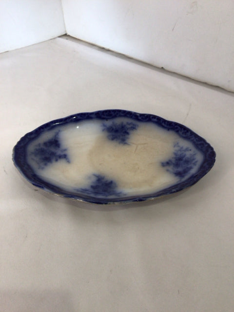 Flow Blue Blue/White China Oval Plate
