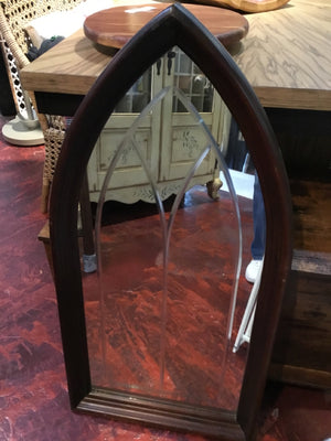 Vintage Arch Brown Wood Mirror