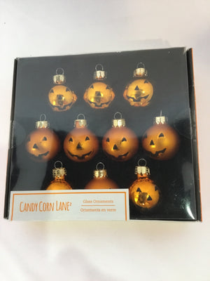 Ornament Orange Glass Pumpkin Set of 10 Holiday Item