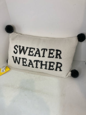 White/Gray Sweater Words Pillow