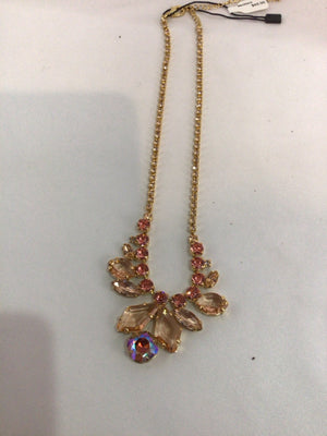 Crystal Pink Leaves Necklace