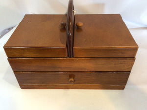 Vintage Brown Wood Jewelry Box