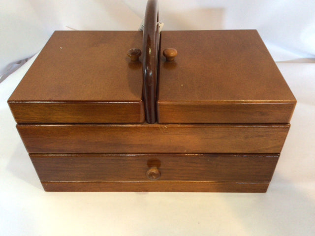 Vintage Brown Wood Jewelry Box