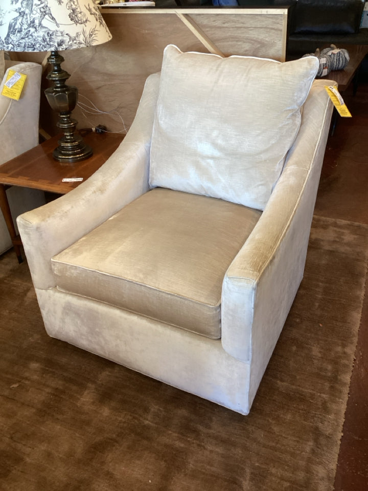 Swivel Velvet Cream Chair
