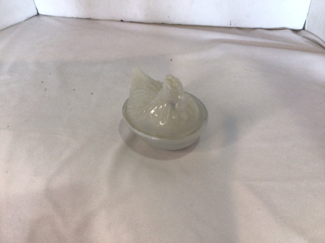 Vintage Candy White Milk Glass Chicken Bowl