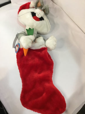 Looney Tunes Stocking Red/Gray Bugs Bunny Holiday Item