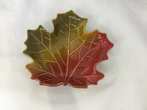 Celebrate It Fall Orange/Green Ceramic Leaf Bowl