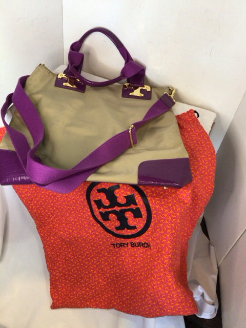 Tory Burch Nylon Tan CrossBody Tote Purse Acces.