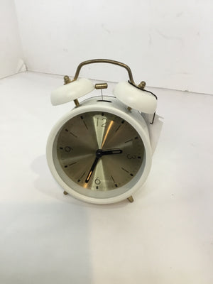 Alarm White Metal Battery Operated Clock