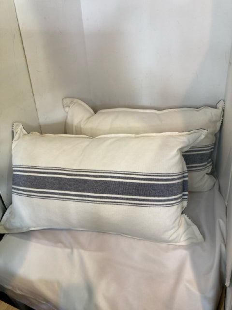 White/Blue Stripe Pillow Set