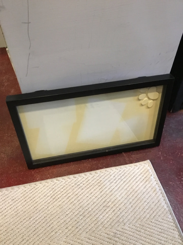 Shadow Box Yellow Paw Prints Framed Art