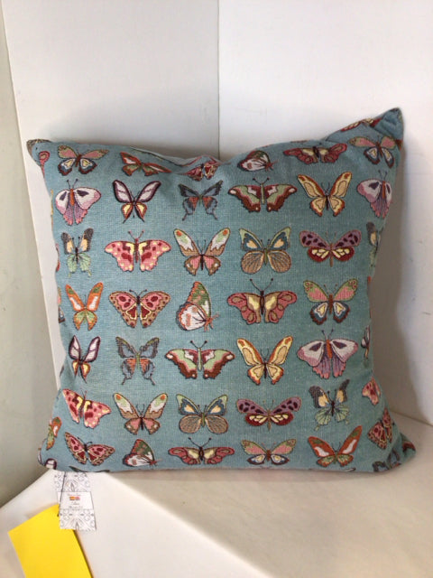 Blue Down Butterflies Pillow