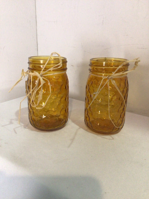 Pair Gold Glass Candle Holder