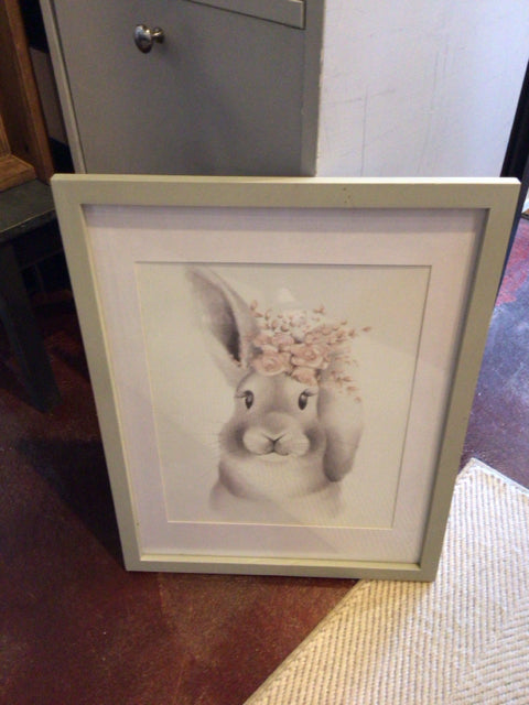 White/Gray Bunny Framed Art