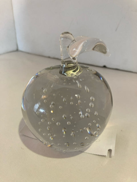 Clear Glass Apple Paperweight