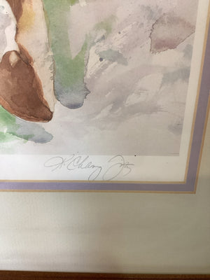 Signed Print Multi-Color Woman Framed Art