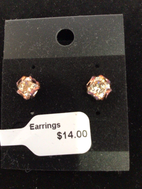 Gold Stud Rhinestone Earrings