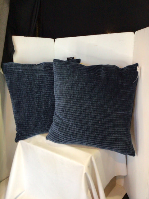 Blue Velour Down Filled Pillow Set