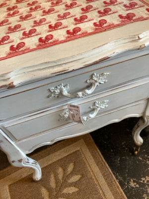 Custom designed Painted 1 drawer End/Side Gray/Red Table