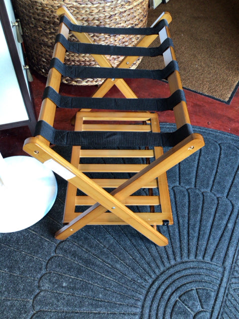 Brown Wood Folding Luggage Rack