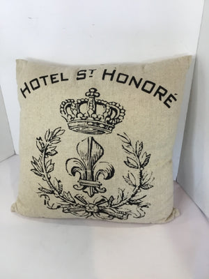 Tan/Black Linen Paris Pillow