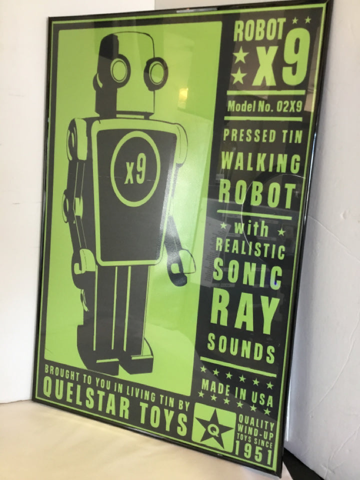 Advertisments Green/Black Poster Robot Toys Framed Art