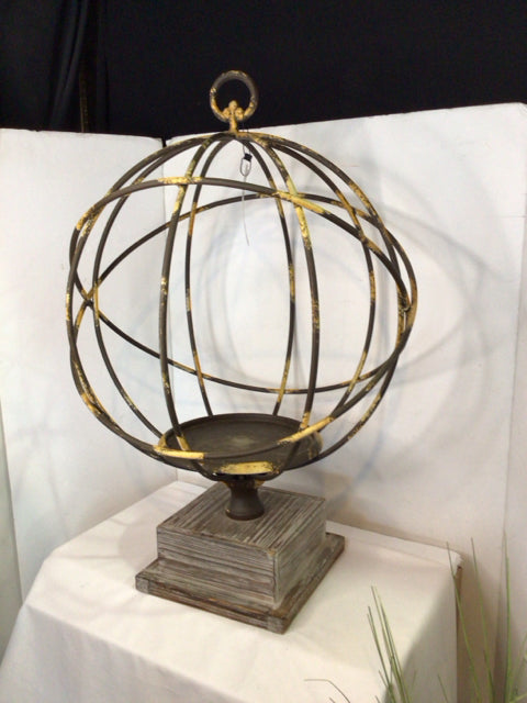 Cream Metal Globe Statue