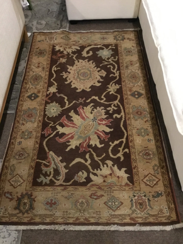 Antique Wool Geometric Brown/Tan Rug